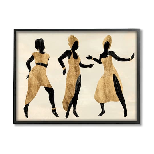 Stupell Industries Powerful Women Dancing  African Glam Fashion Black Beige in Black Frame Wall Art
